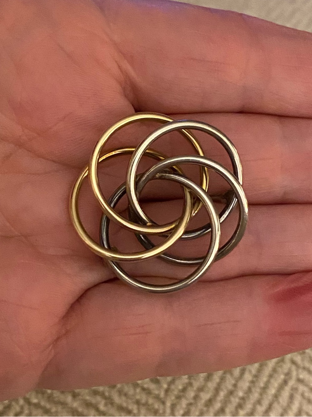 Vintage Sterling & GF Love Knot Brooch • 1-1/4” Diameter